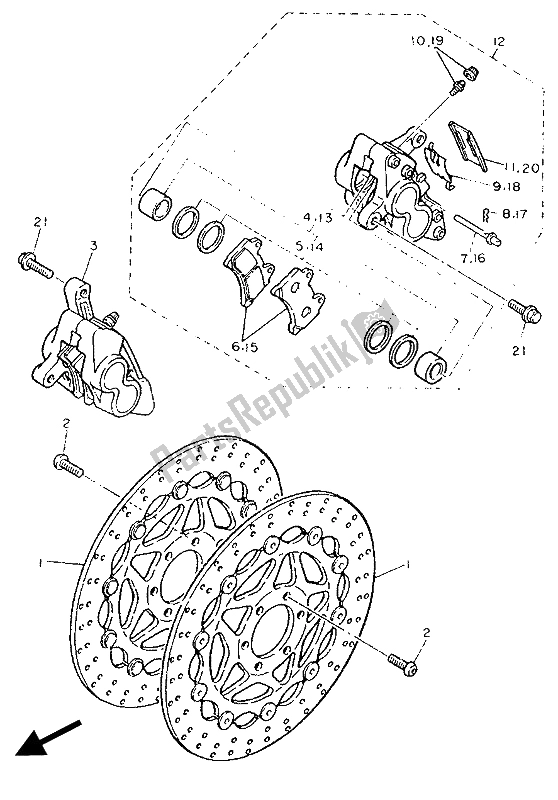 Toutes les pièces pour le étrier De Frein Avant du Yamaha FJ 1200 1988