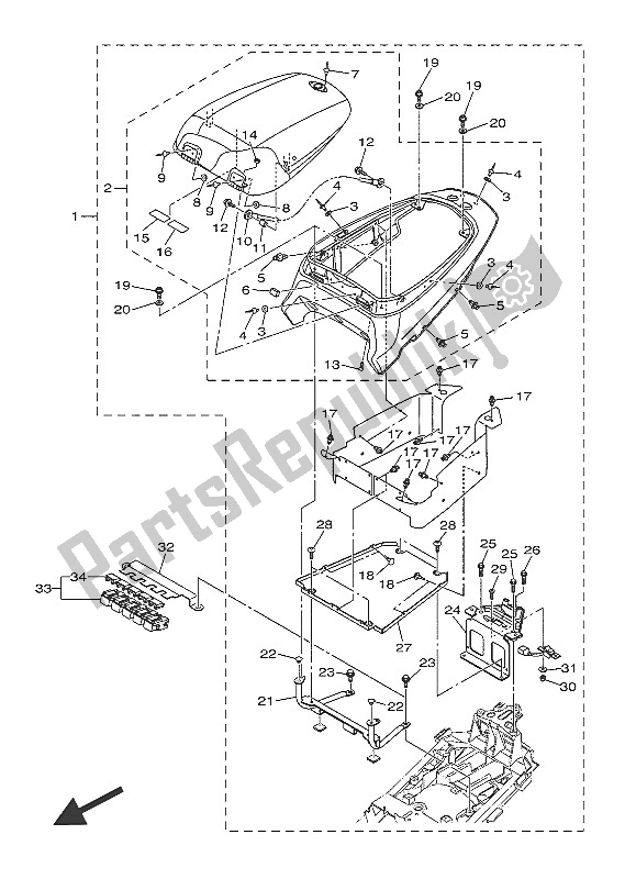 Alle onderdelen voor de Alternatief 2 Voor Chassis van de Yamaha FJR 1300 PA 2016