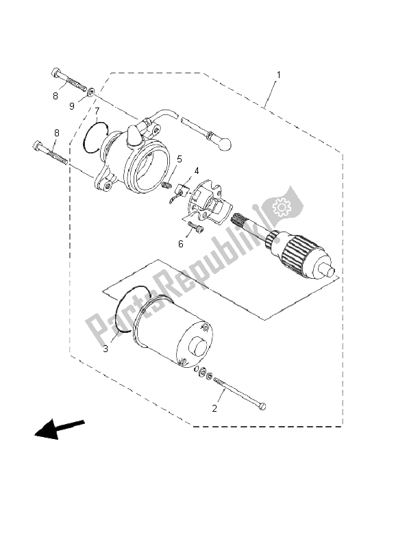 All parts for the Starting Motor of the Yamaha YFM 80 Badger 2002