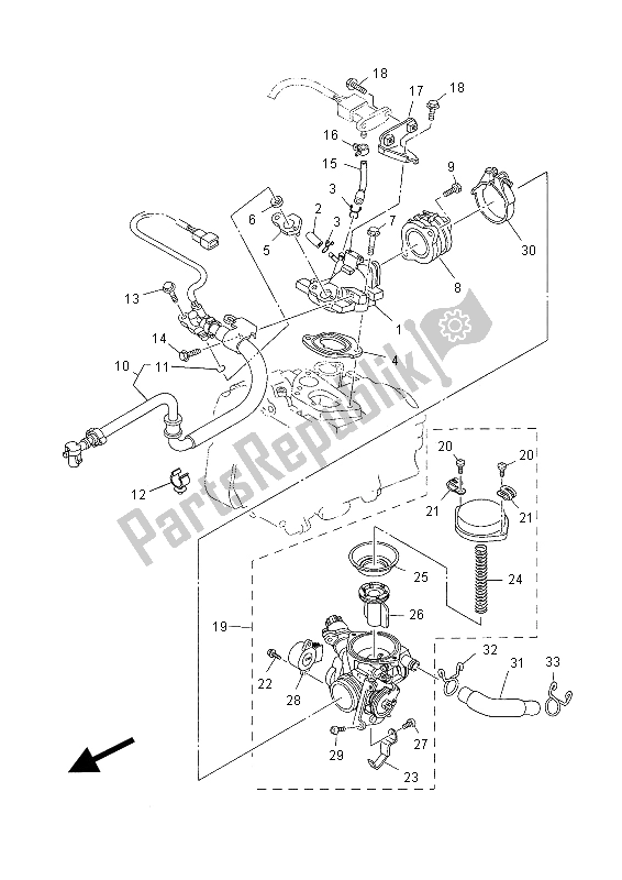 All parts for the Intake of the Yamaha YP 400 RA 2014