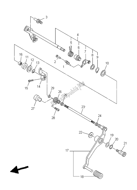 All parts for the Shift Shaft of the Yamaha XJ6 NA 600 2009