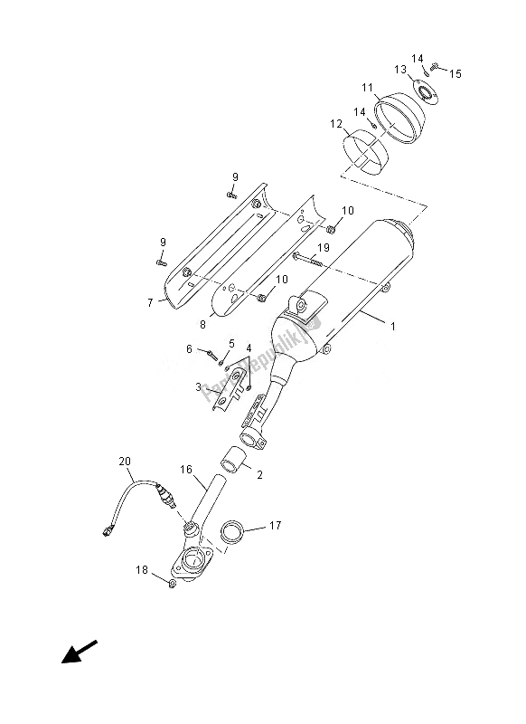 All parts for the Exhaust of the Yamaha YP 125 RA 2013