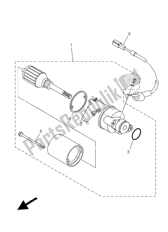 All parts for the Starting Motor of the Yamaha TT R 50E 2013