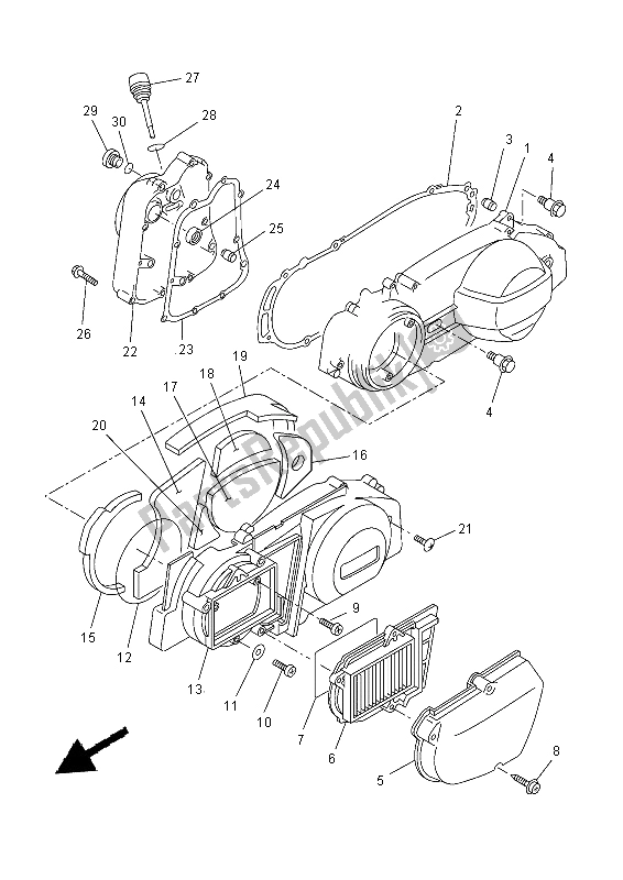 All parts for the Crankcase Cover 1 of the Yamaha YP 250 RA 2015