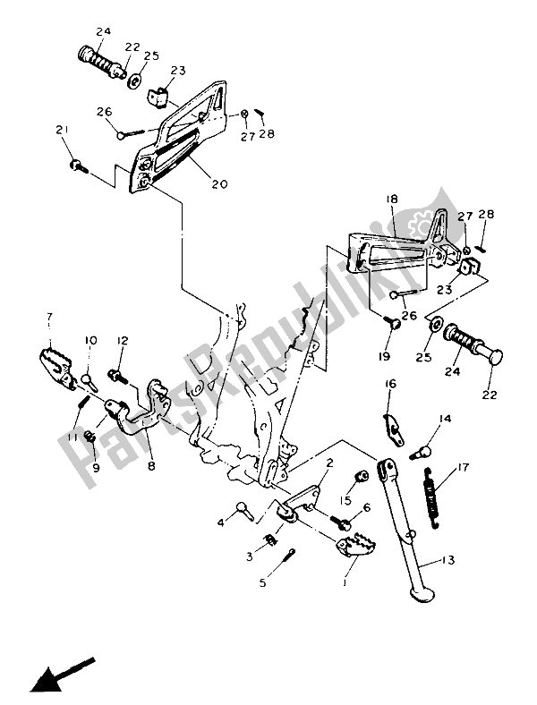 Todas las partes para Soporte Y Reposapiés de Yamaha XT 600 1987