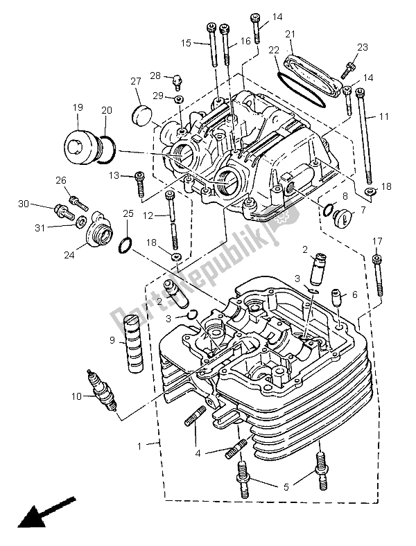 Toutes les pièces pour le Culasse du Yamaha TT 600E 1998