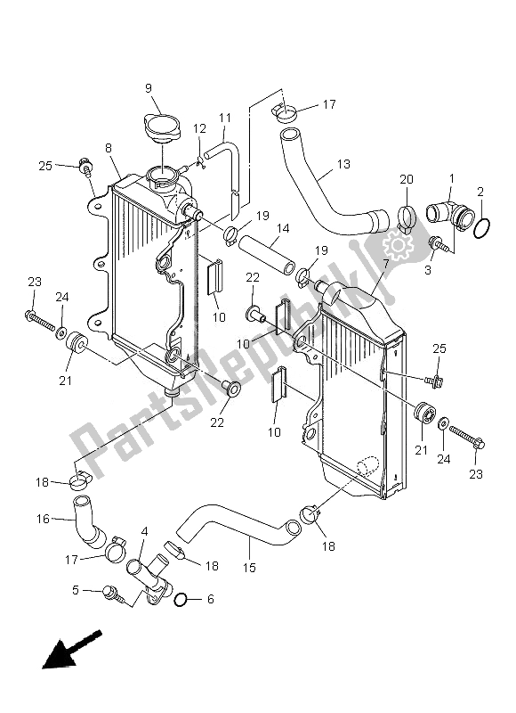 Tutte le parti per il Tubo Del Radiatore del Yamaha YZ 450F 2013