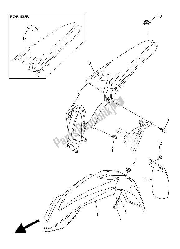 All parts for the Fender of the Yamaha YZ 450F 2012