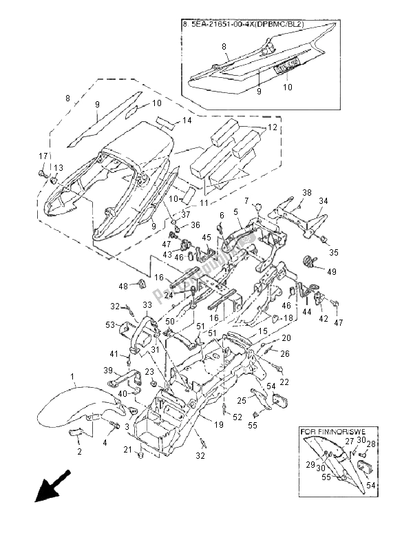 All parts for the Fender of the Yamaha XJR 1300 SP 2001