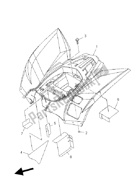 Alle onderdelen voor de Achterspatbord van de Yamaha YFM 450 FX Wolverine Sport 4X4 2006