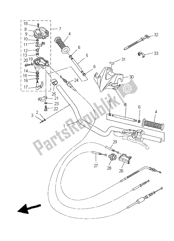 All parts for the Steering Handle & Cable of the Yamaha YFZ 450R SE 2010