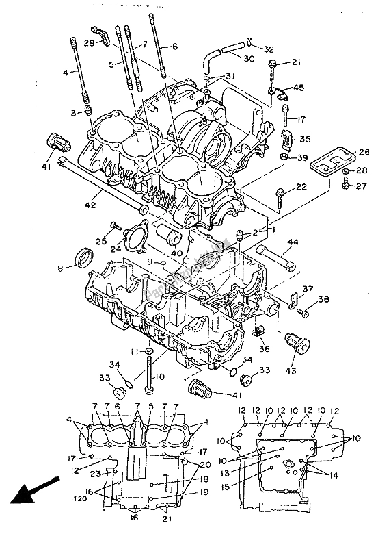 Toutes les pièces pour le Carter du Yamaha FJ 1200 1988