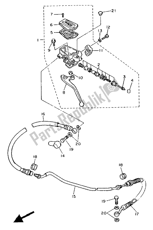 Tutte le parti per il Pompa Freno Anteriore 2 del Yamaha FJ 1200A 1991