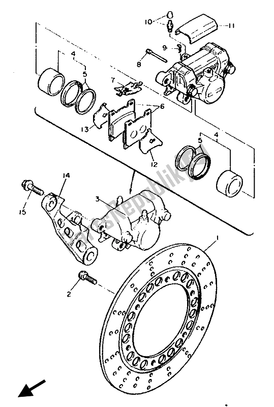 Tutte le parti per il Pinza Freno Posteriore del Yamaha FZR 600 Genesis 1993