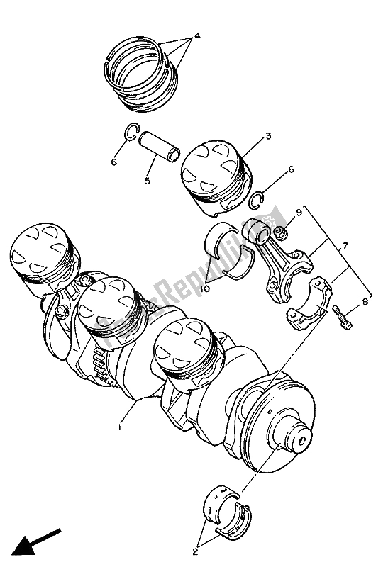 Toutes les pièces pour le Vilebrequin Et Piston du Yamaha FZ 750R 1988