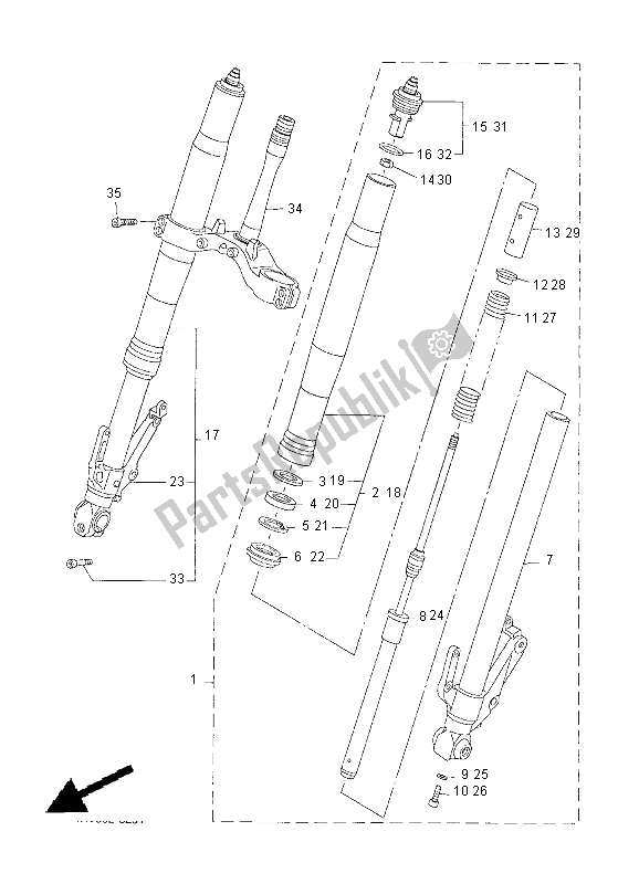 Toutes les pièces pour le Fourche Avant du Yamaha YZF R1 1000 2000