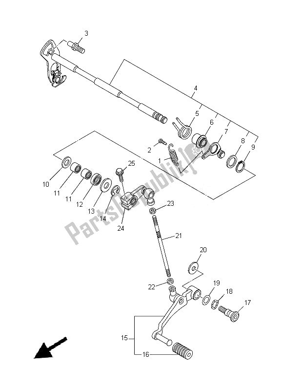 All parts for the Shift Shaft of the Yamaha XT 1200Z 2014