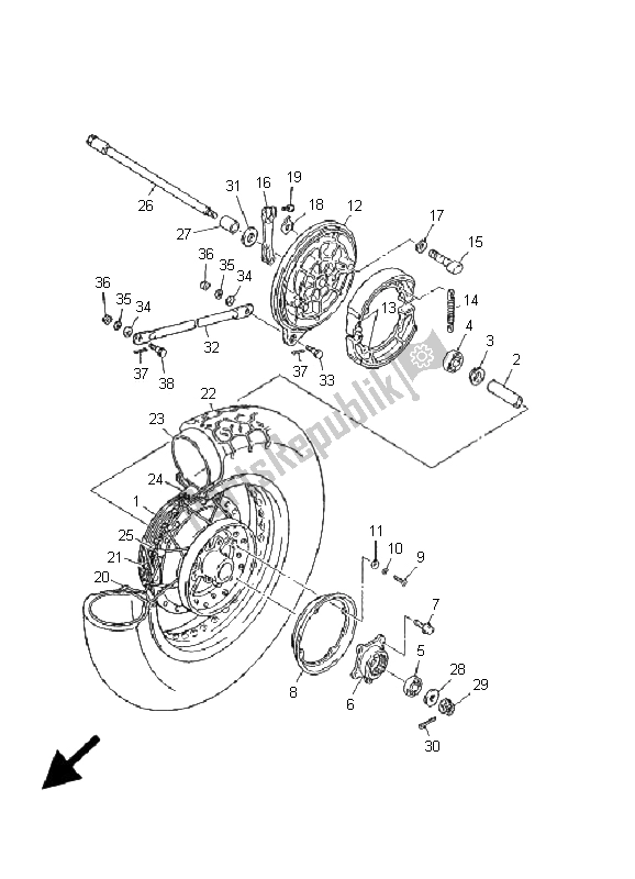 All parts for the Rear Wheel of the Yamaha XV 535 Virago 2001