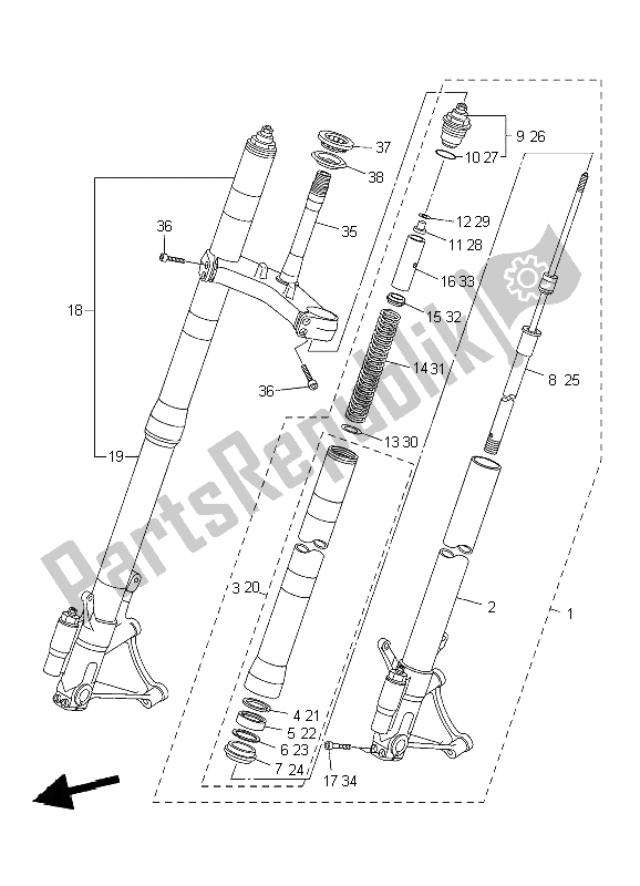 Tutte le parti per il Forcella Anteriore del Yamaha YZF R6 600 2009