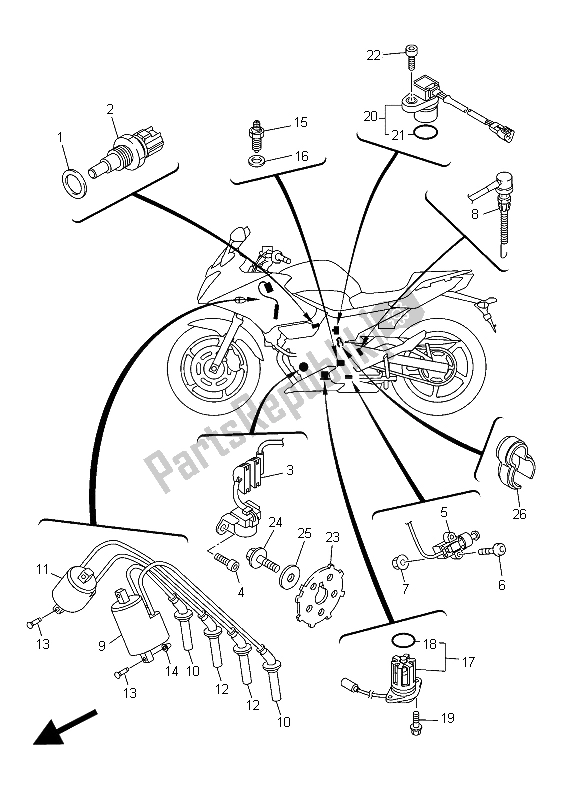 Todas las partes para Eléctrico 1 de Yamaha XJ6S 600 2015