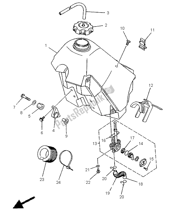 All parts for the Fuel Tank of the Yamaha WR 250Z 1995