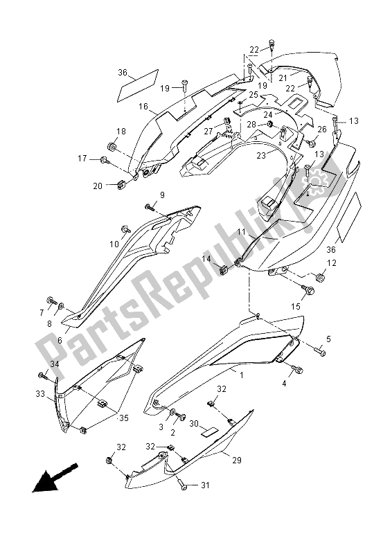 Todas las partes para Cubierta Lateral de Yamaha YP 250R 2014
