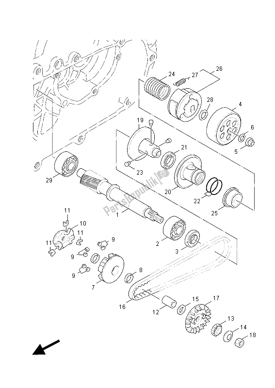 All parts for the Clutch of the Yamaha NXC 125 EA 2012