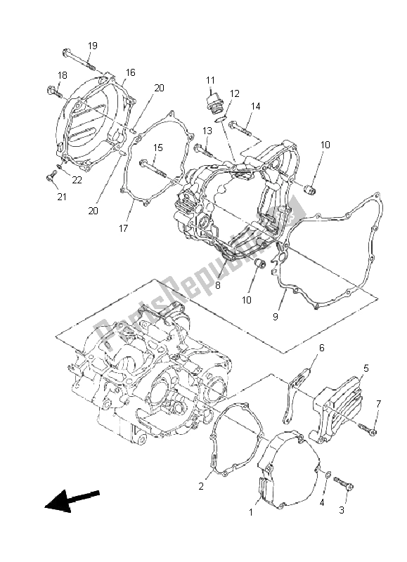 Wszystkie części do Pokrywa Skrzyni Korbowej 1 Yamaha YZ 125 2011