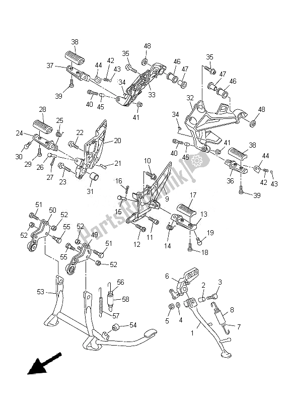 Tutte le parti per il Stand E Poggiapiedi del Yamaha FJR 1300 AE 2014