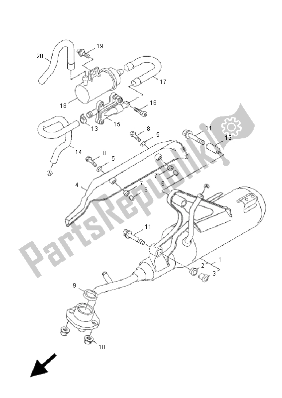 All parts for the Exhaust of the Yamaha XF 50 4T Giggle 2009