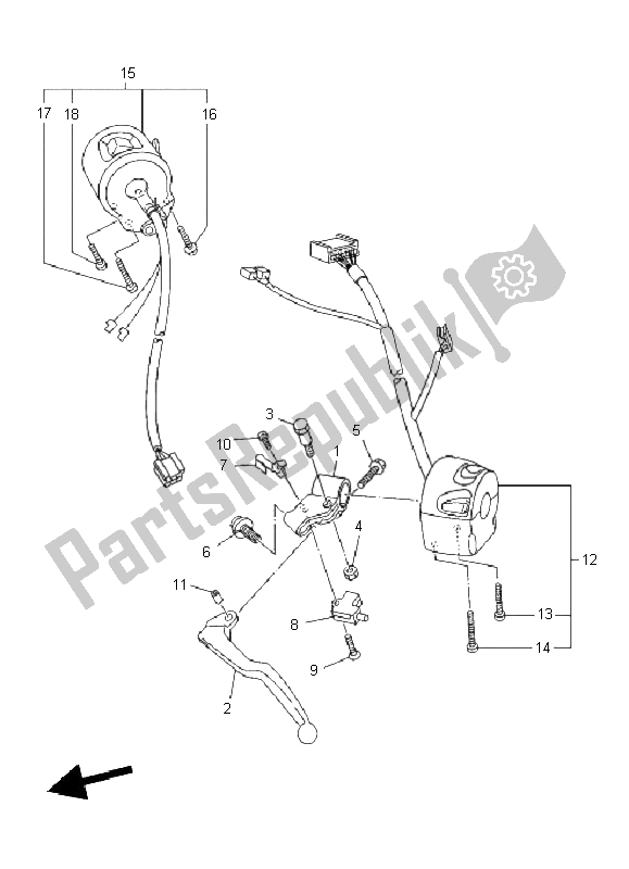 All parts for the Handle Switch & Lever of the Yamaha XJ6F 600 2011