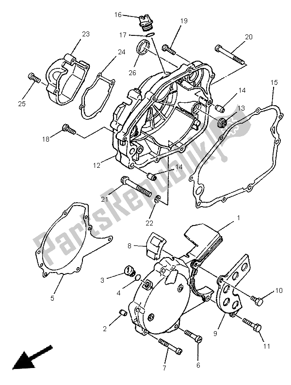 Todas as partes de Tampa Do Cárter 1 do Yamaha TDR 125 1996