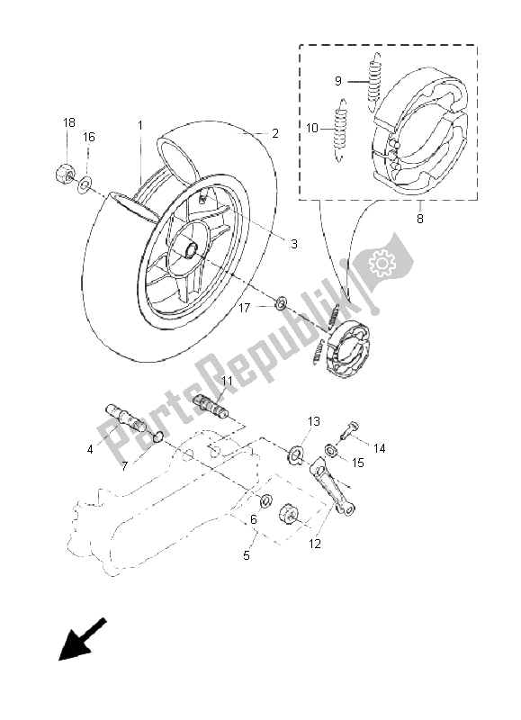 Toutes les pièces pour le Roue Arrière du Yamaha EW 50 Slider 2005