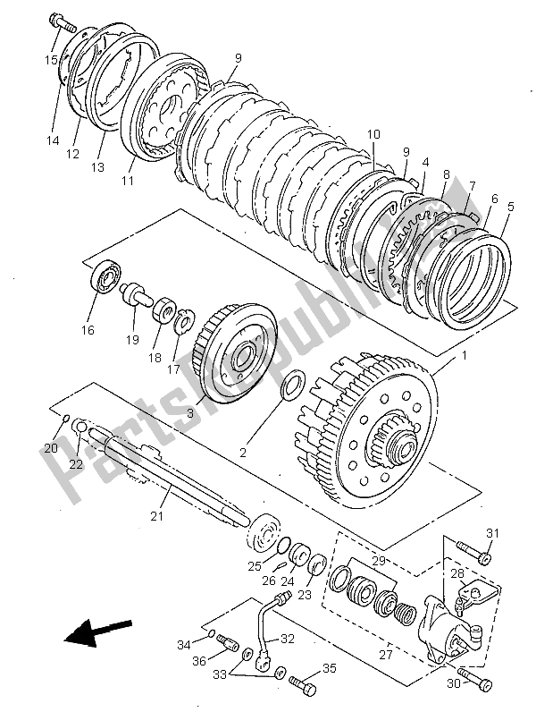 All parts for the Clutch of the Yamaha V MAX 12 1200 1997