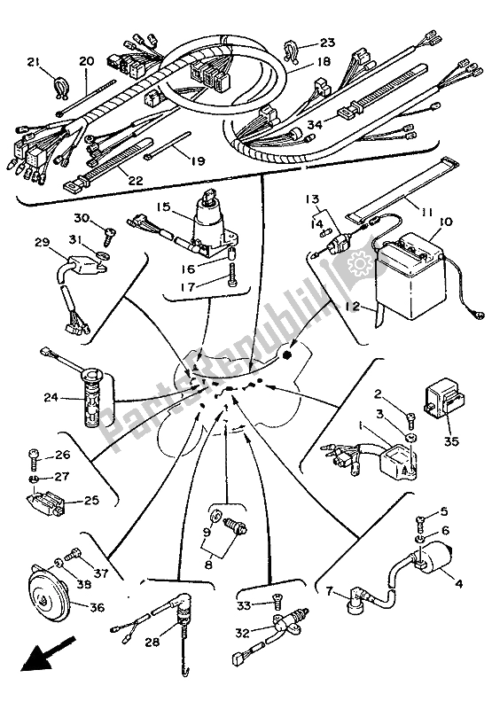 All parts for the Electrical 1 of the Yamaha YSR 80 1988