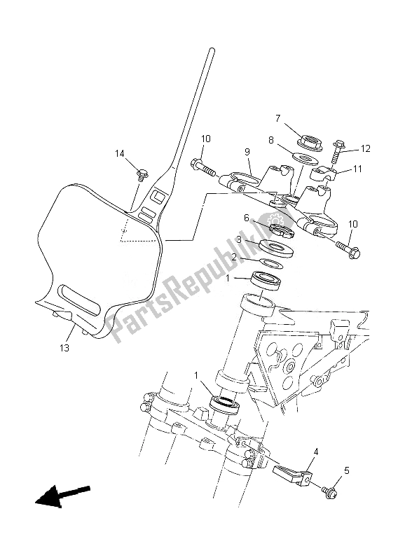 All parts for the Steering of the Yamaha YZ 85 SW LW 2010