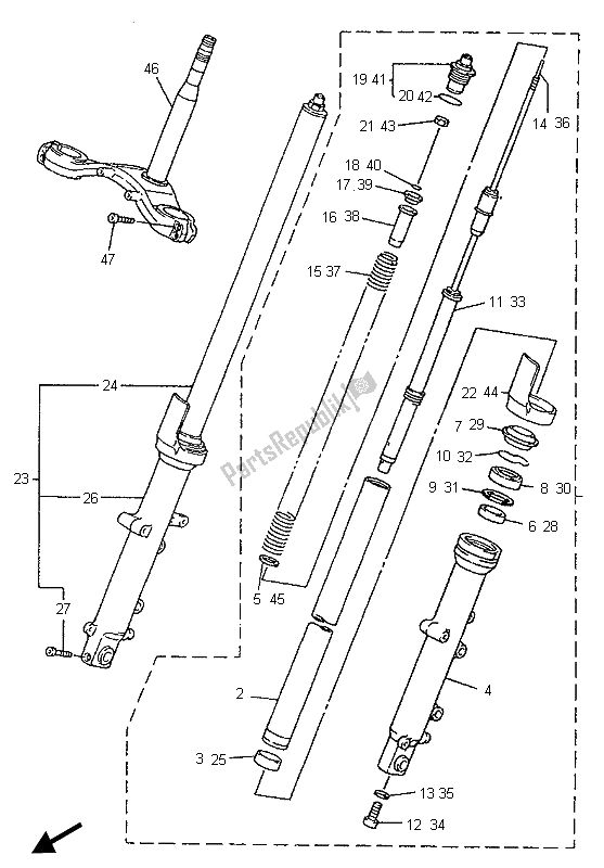 Tutte le parti per il Forcella Anteriore del Yamaha YZF 1000R Thunderace 1996