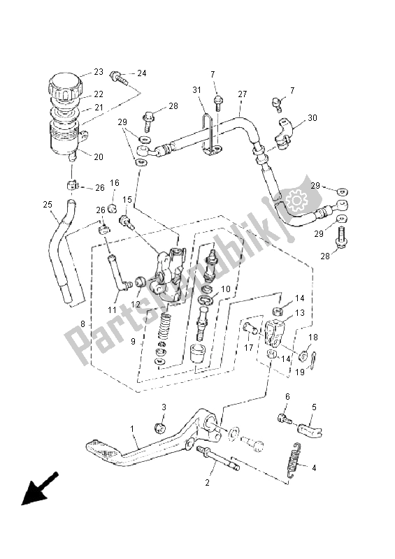 Toutes les pièces pour le Maître-cylindre Arrière du Yamaha XJR 1300 SP 2001