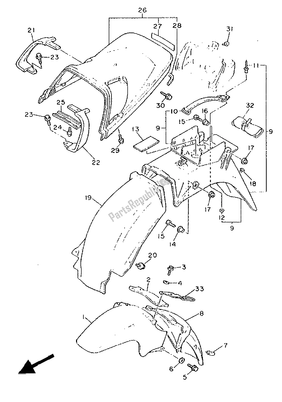 Tutte le parti per il Parafango del Yamaha FJ 1200 1991