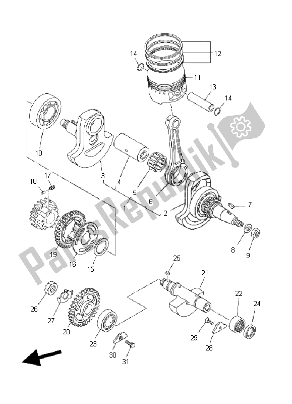 Toutes les pièces pour le Vilebrequin Et Piston du Yamaha YFM 660R 2005