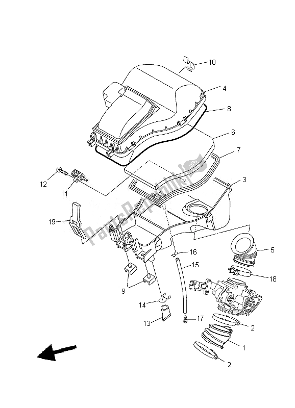 All parts for the Intake of the Yamaha YFM 700F Grizzly FI EPS 4X4 2010