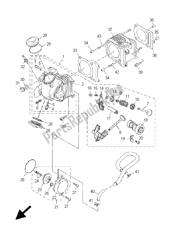 All parts for the Cylinder Head of the Yamaha XC 125E Vity 2011