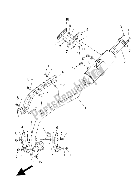 Tutte le parti per il Scarico del Yamaha TT R 110E 2014