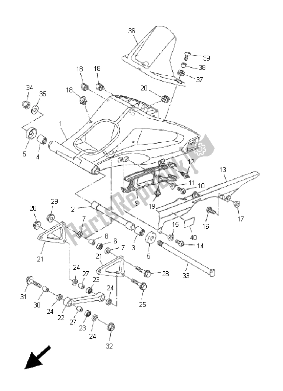 All parts for the Rear Arm of the Yamaha FZ1 NA Fazer 1000 2011