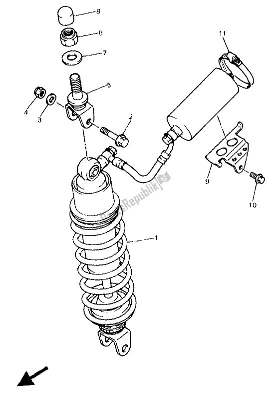 Toutes les pièces pour le Suspension Arrière du Yamaha YZF 750R 1993