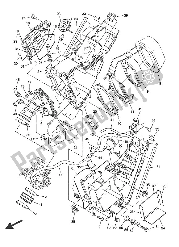 All parts for the Intake of the Yamaha WR 250R 2016