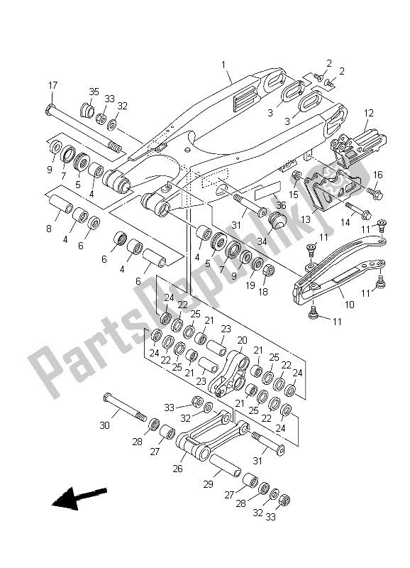 Tutte le parti per il Braccio Posteriore del Yamaha YZ 250 2009