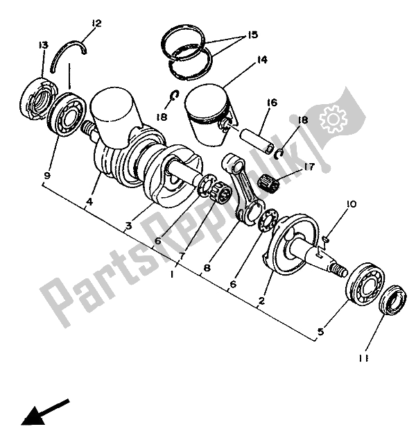 Tutte le parti per il Albero Motore E Pistone del Yamaha RD 350 LC 1986