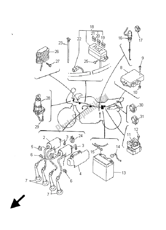 All parts for the Electrical 1 of the Yamaha FZS 600S Fazer 2001
