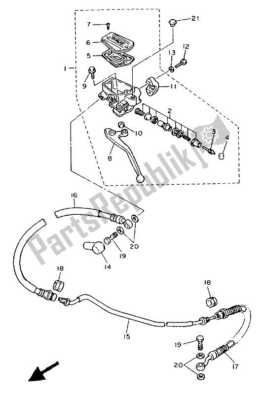 Toutes les pièces pour le Maître-cylindre Avant 2 du Yamaha FJ 1200A 1992